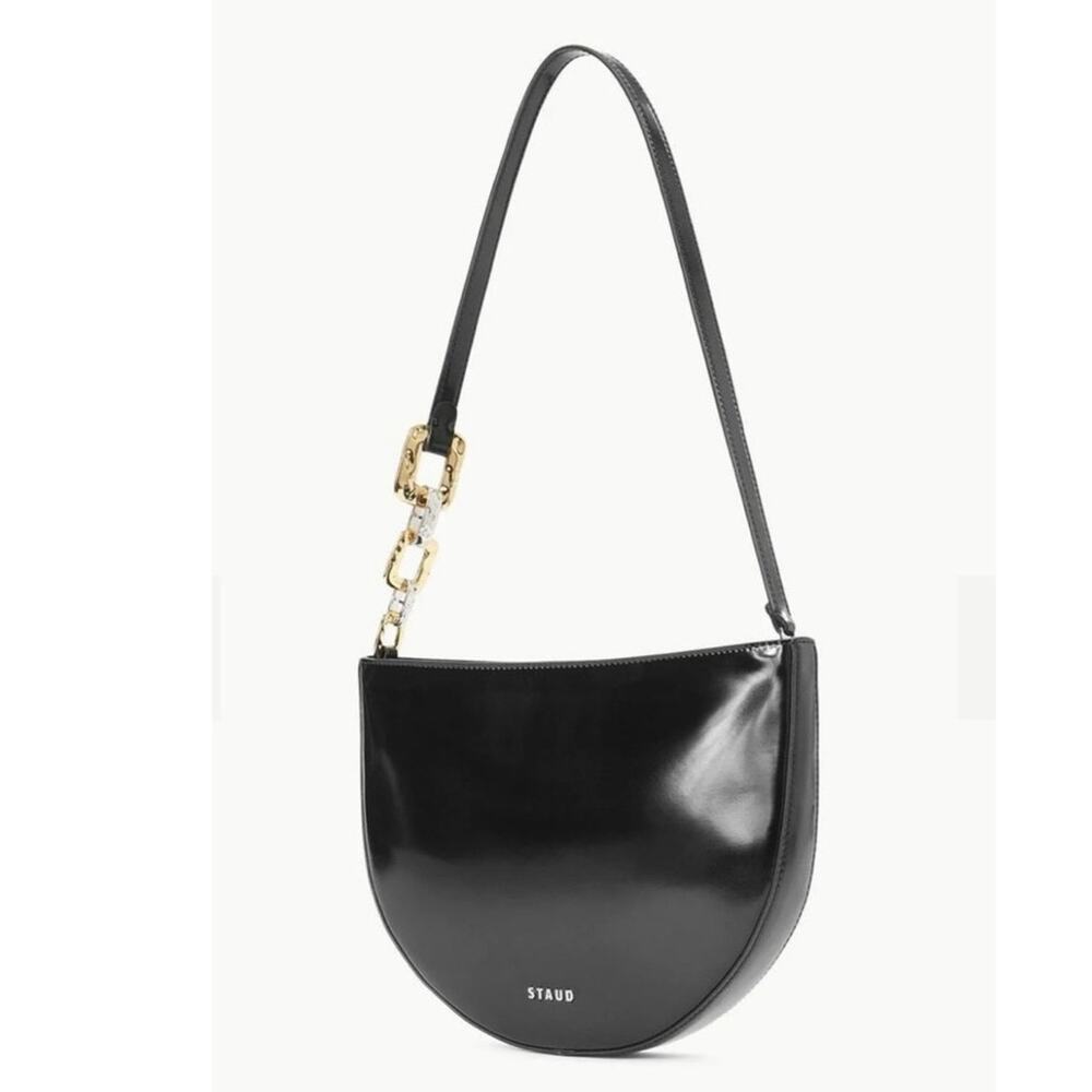 ✨WKD SALE - 20%✨ Staud - Colt Shoulder Black Bag w Chain Detail Gold Silver NWT